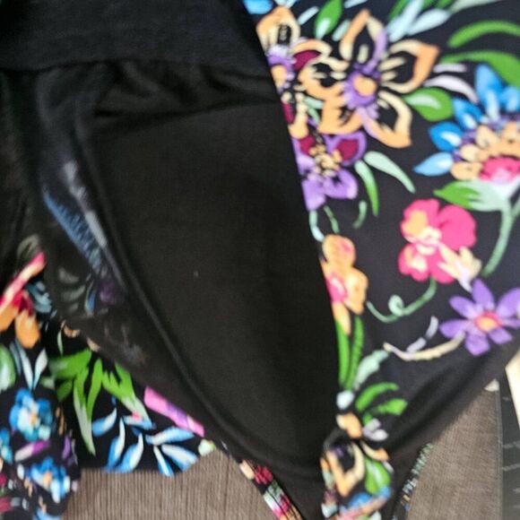 Gottex Flora Floral Tie Front black V-neck Shirred One Piece Swimsuit Size 12 - Picture 16 of 16